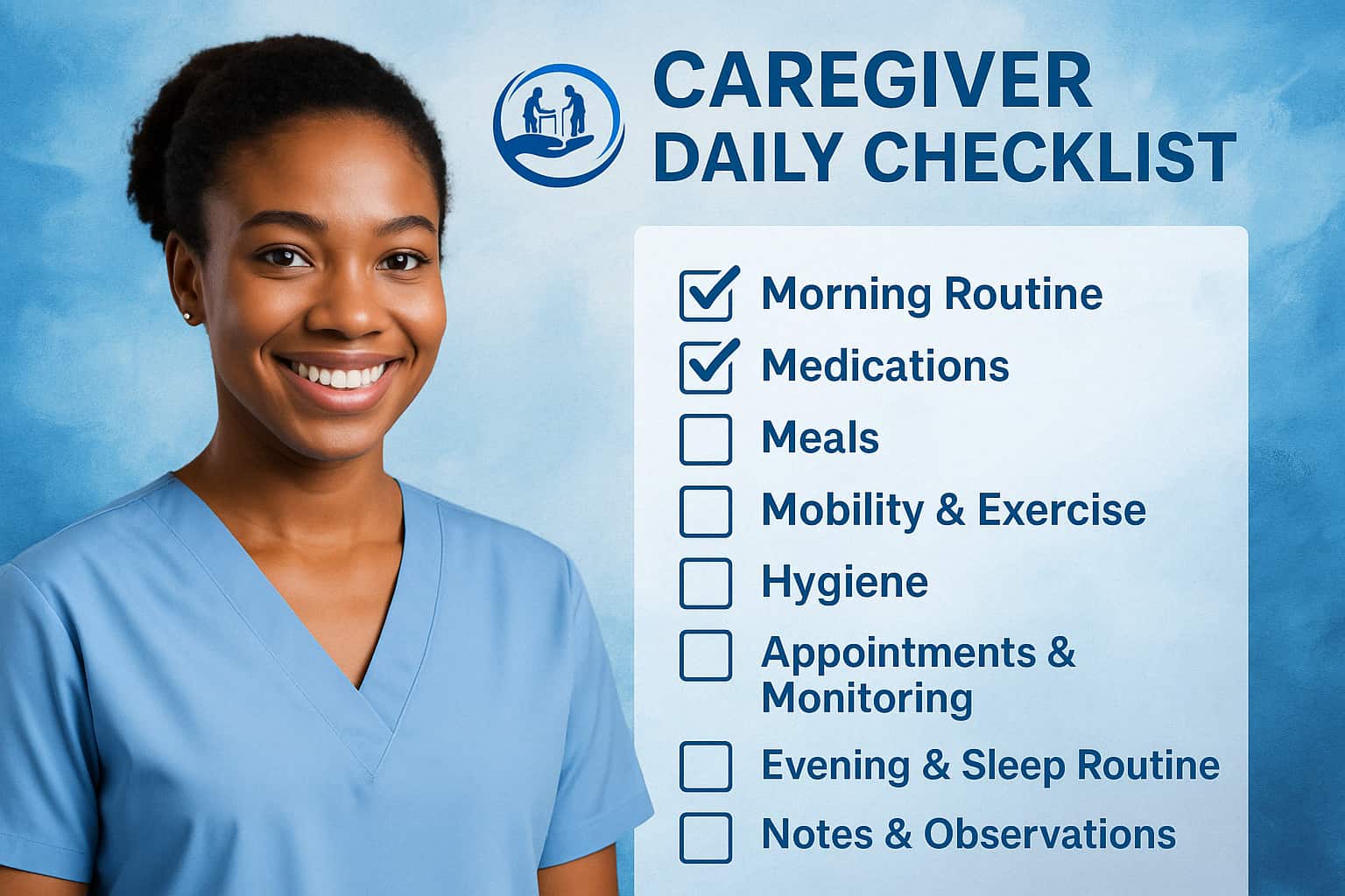 Free Printable Caregiver Daily Checklist for Elderly