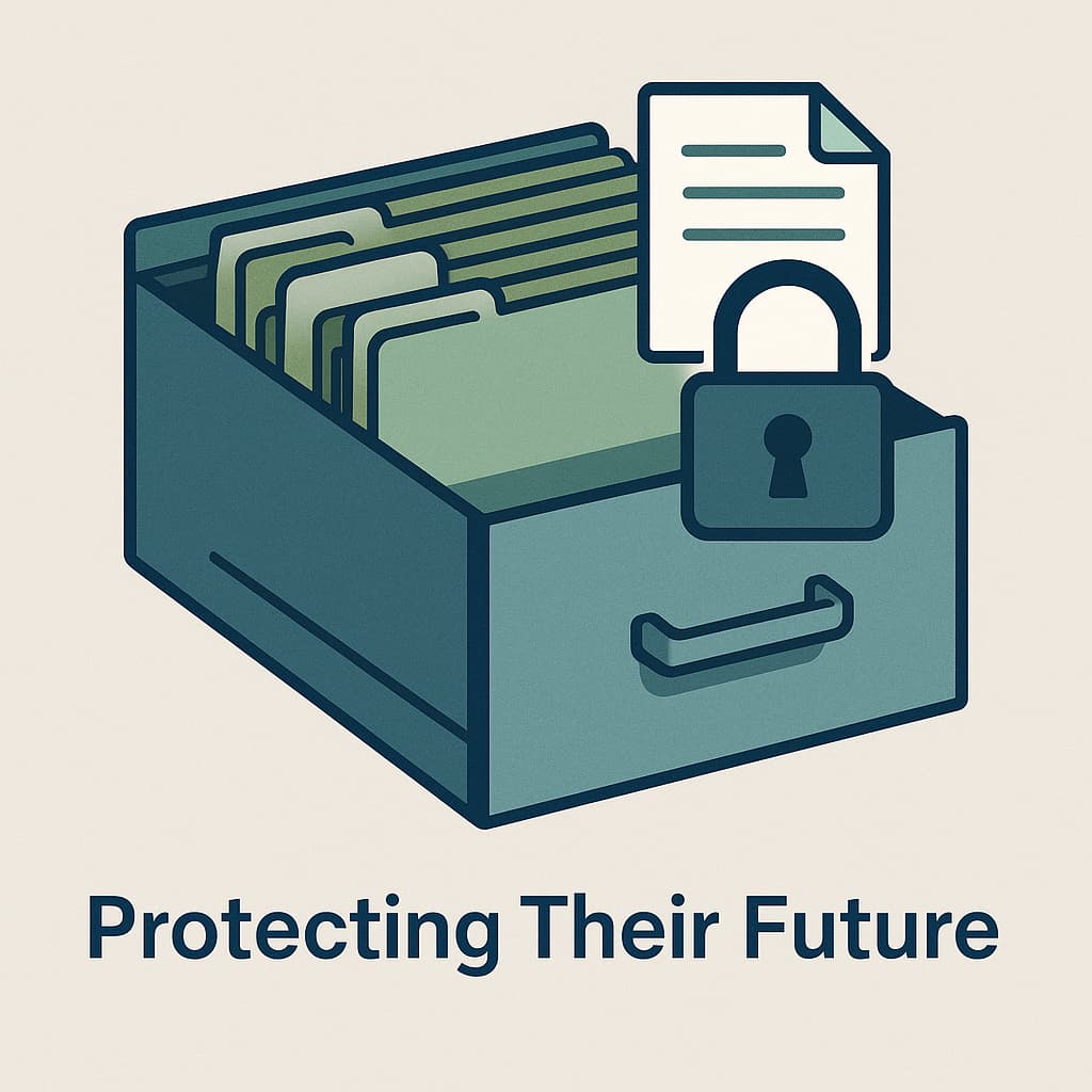 Metaphor showing financial preparedness and protecting the future for aging parents